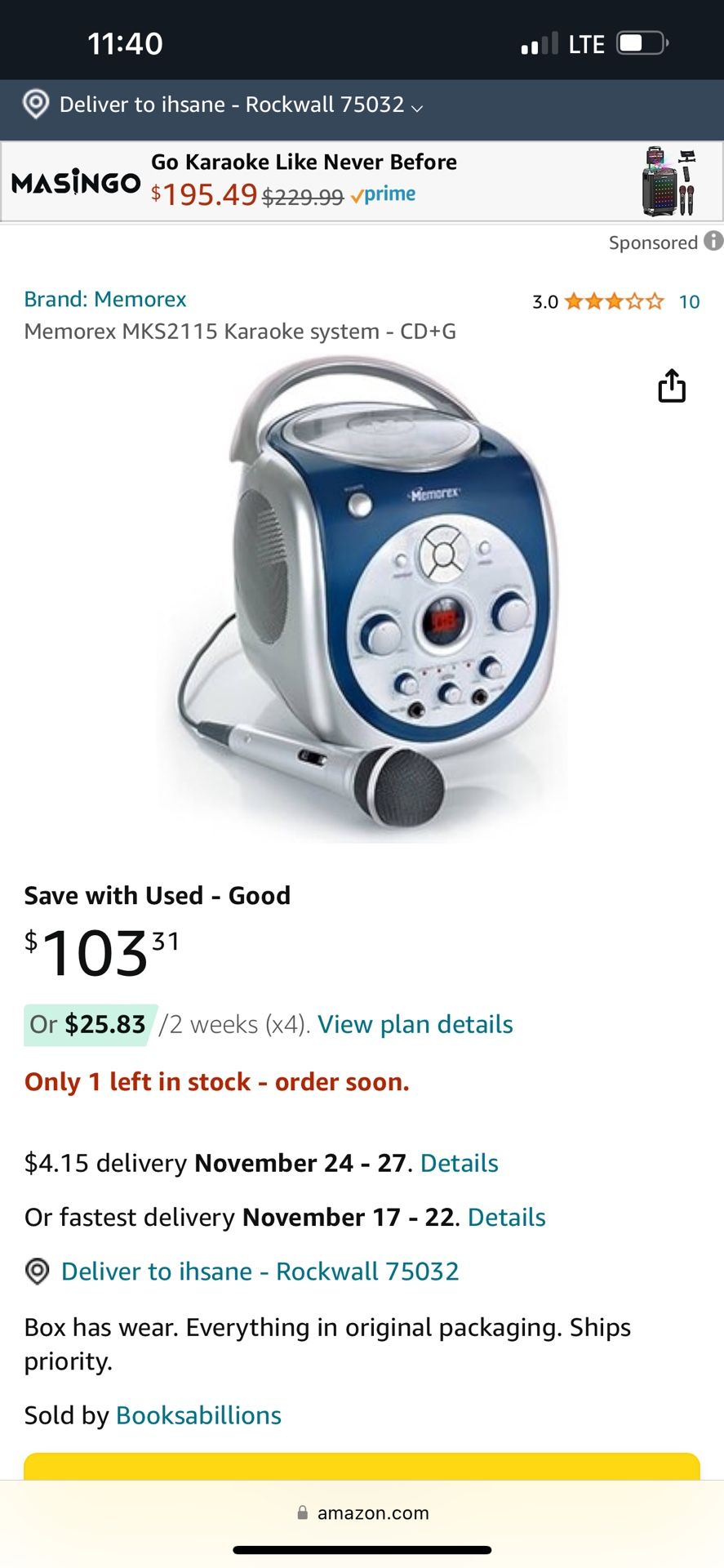 Memorex MKS2115 Karaoke system - CD+G