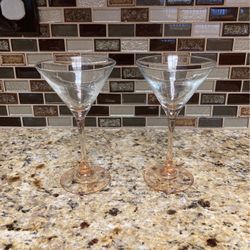 Antique pink depression martini glasses (2)