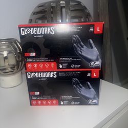 Gloveworks Nitrile Industrial Work Gloves, Powder-Free, Black, Large 2boxes