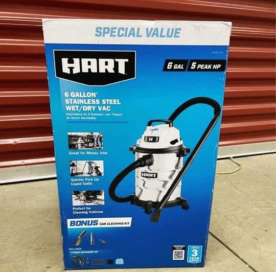 HART 6 Gallon Stainless Steel Wet/Dry Vacuum