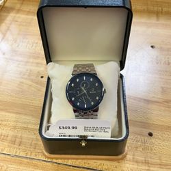 Blue Face Stainless Steel Bulova Watch. 
