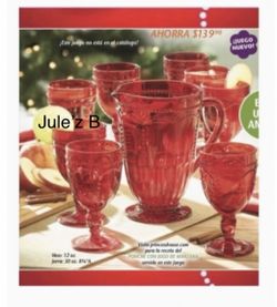 Princess House Set De 8 Copas Con Pedestal Y Jarra De 86 Oz Nuevos En Sus Cajas