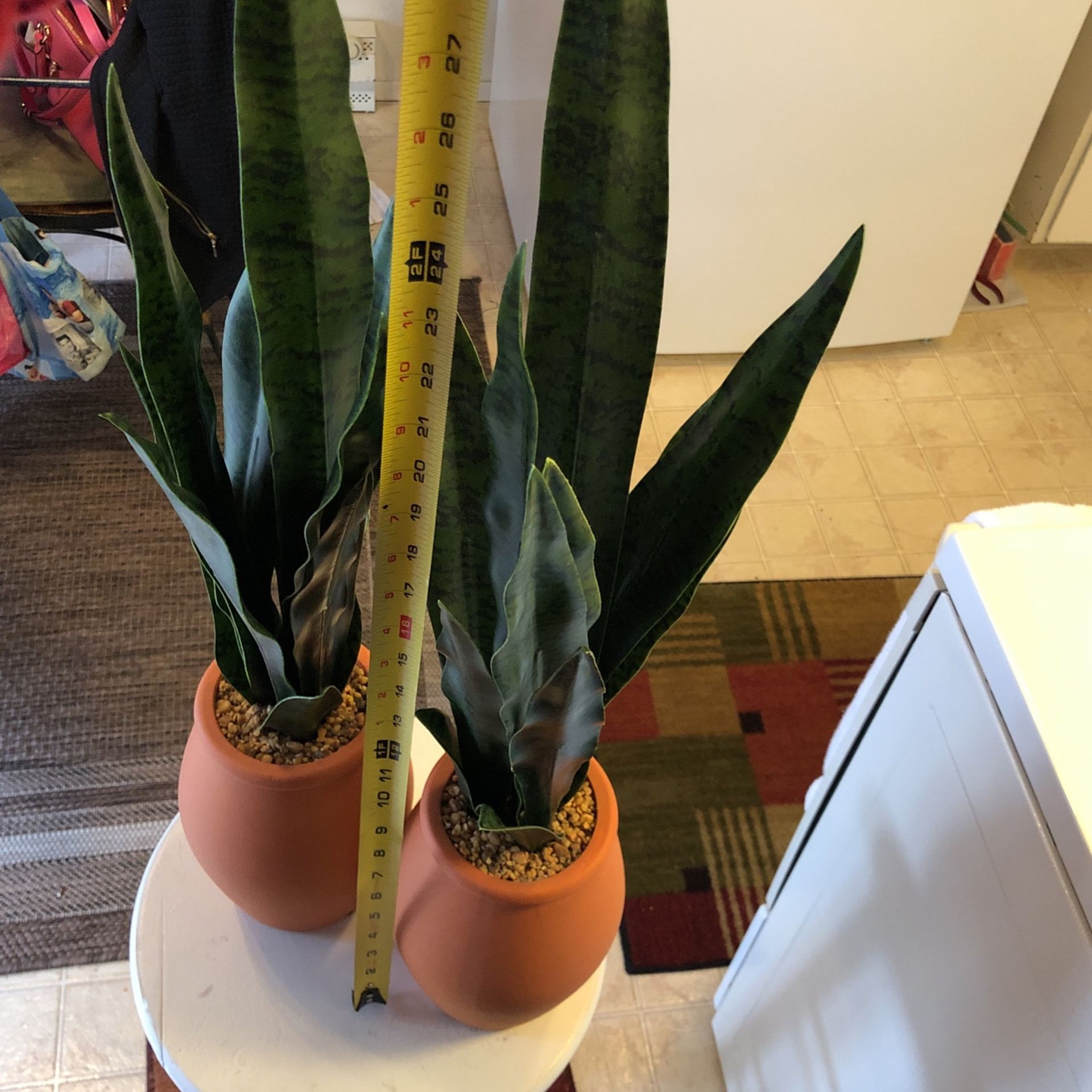 2 Fake Plants/terra Cotta Pots