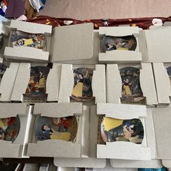 Snow White 1992 Full Collection Of 12 Walt Disney Plates With Certification 