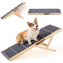 VVIQQ Dog Ramp, Wooden Adjustable Pet Ramp 43.5'' Long 