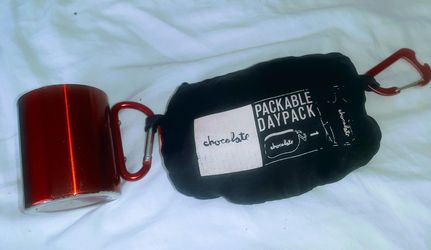 Chocolate backpack. Packable backpack with chocolate camping cup USED but still usable 💥$5 🎃