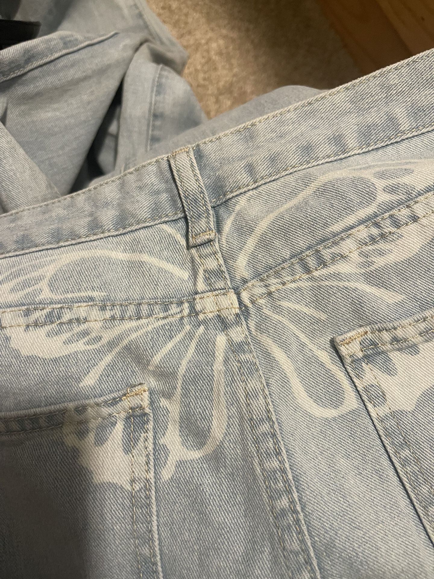 Blue Jeans With Butterfly Accent,All Products : American Fashion Style Bags On Sale