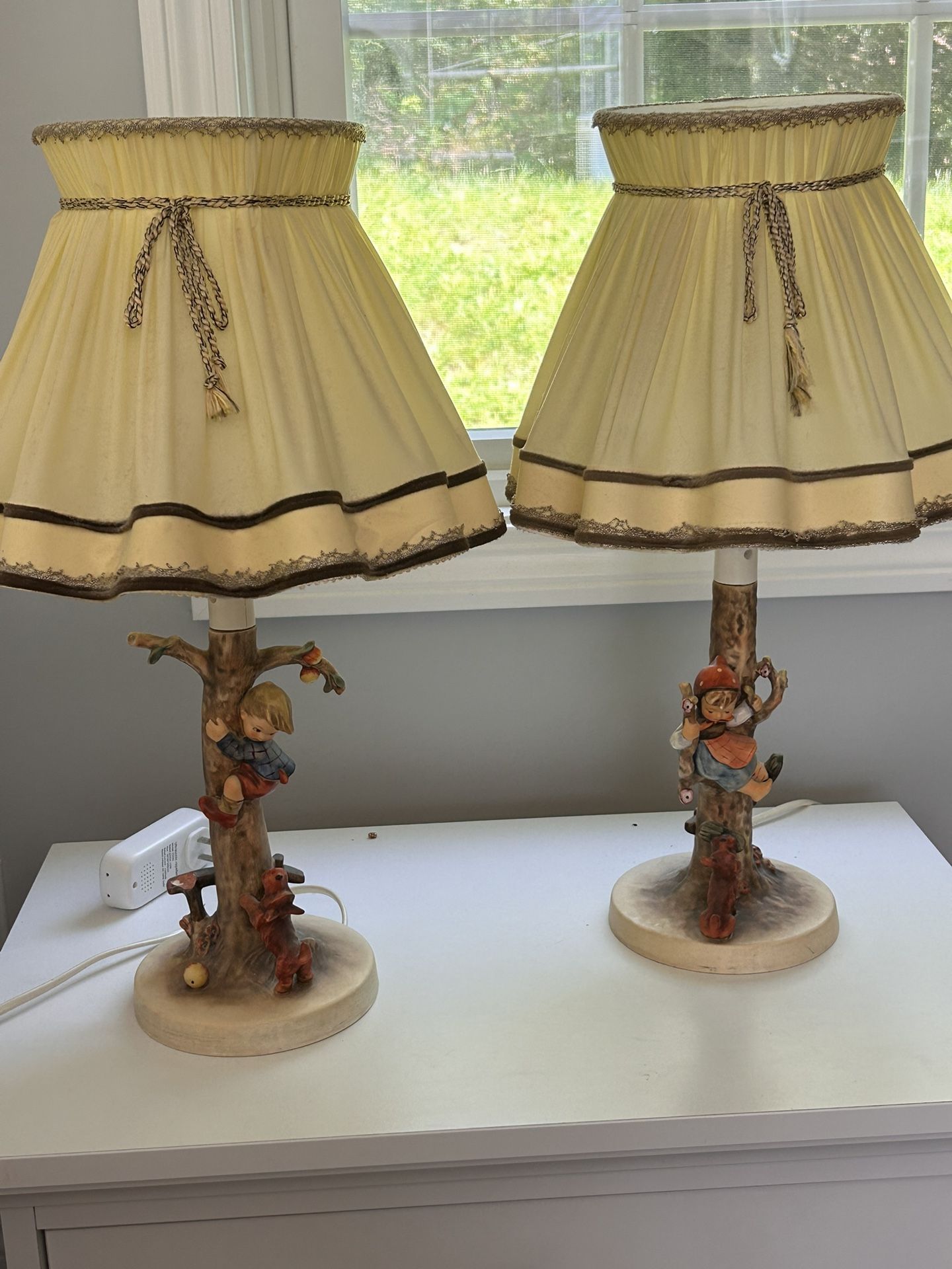 Vintage Hummel Apple Tree Boy And Girl Lamps