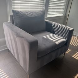Suede Grey Accent Chair 