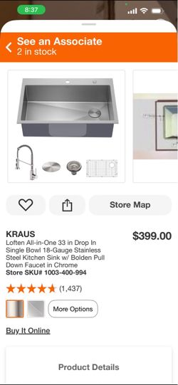 Kraus Loften 33-Inch Stainless Steel Kitchen Sink with Faucet