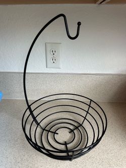 Fruit basket and banana holder, metal, black