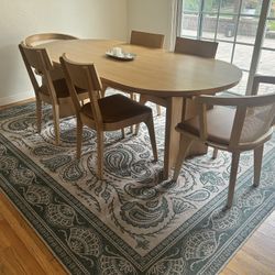 Scandinavian Natural Finish Kitchen Table And 6 Chairs