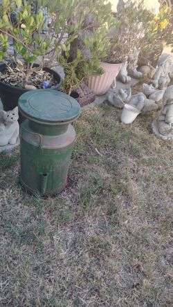 Vintage metal green milk can