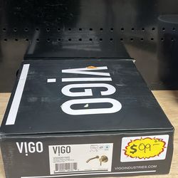 VIGO Olus Single Handle Wall Mount Bathroom Faucet in Matte Brushed Gold