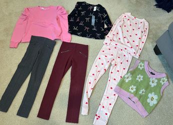 Girls size medium clothes leggings tops pajama set