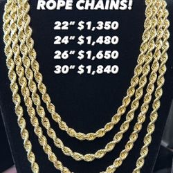 10k 8MM Diamond cut Yellow gold Rope chain specials! 