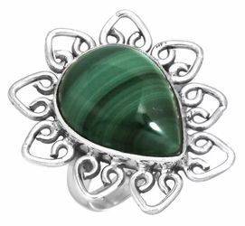 Rare malachite in size 7 solid sterling silver ring
