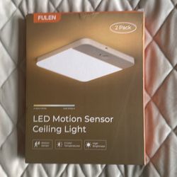 FULEN Motion Sensor Ceiling Light Fixture, Cordless Closet Light Battery Operated, Rechargeable Magnetic Mount LED Shower Light for Bathroom,Stairs,Ga