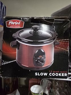 💥New PARINI Queso 1.5 Quart Slow Cooker Yellow & Black 3 Heat Settings Stoneware ( reseda ca)