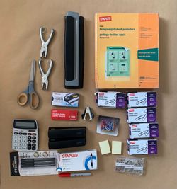Staples Office Supply Bundle - Staplers, Paper Clips, Sheet Protectors, and More