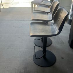 Leather And Metal High Bar Stools 
