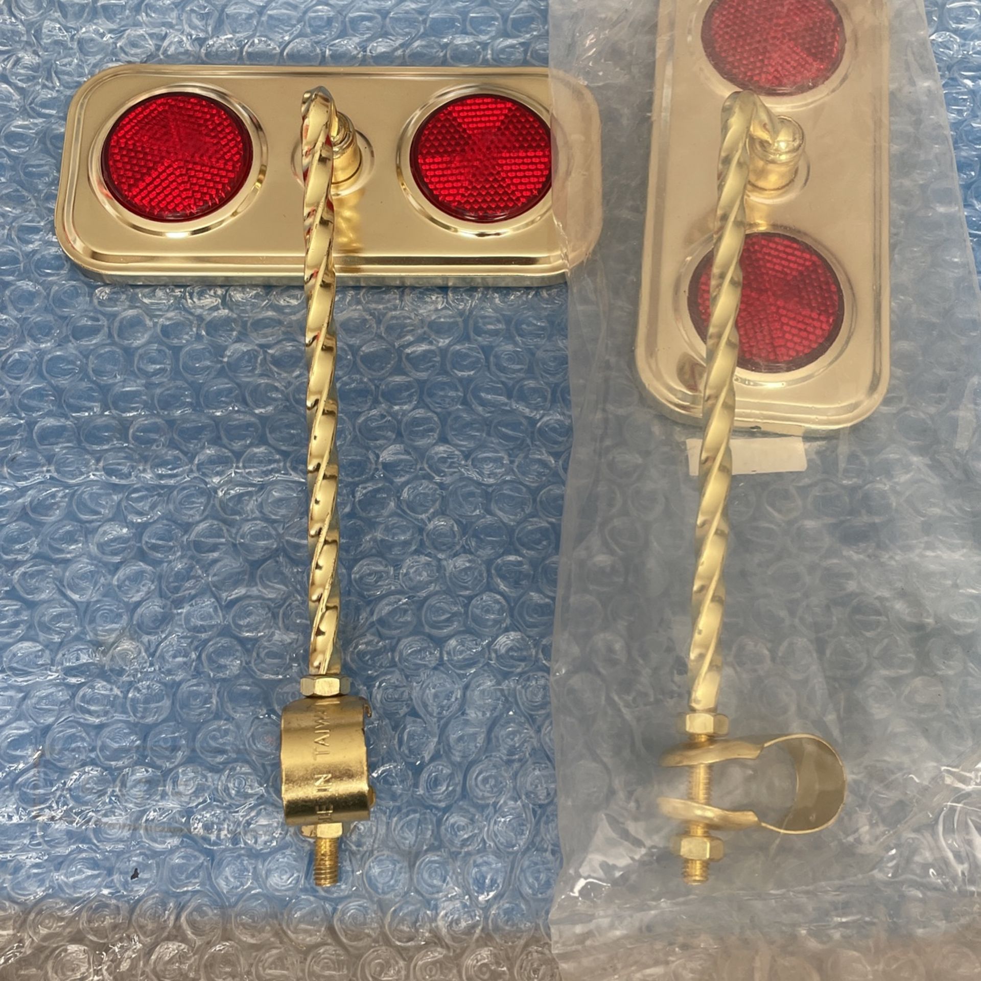 Lowrider Bike Gold Twisted Mirrors W/red Reflectors