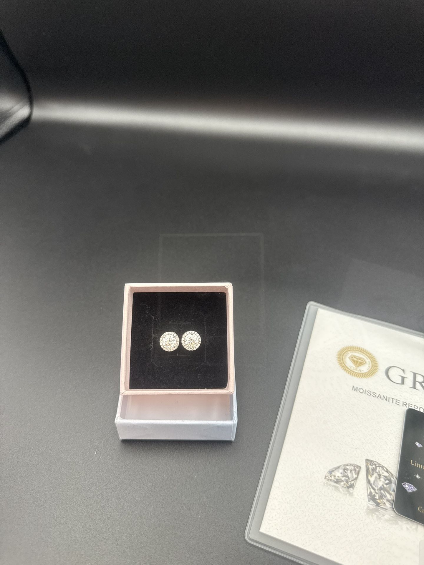 Silver 2CT Moisonite Halo Earrings