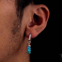 FLUT S925 Silver Tibetan Green Turquoise Earrings