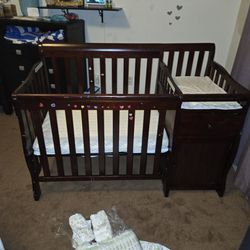 Dark Brown Baby Crib 