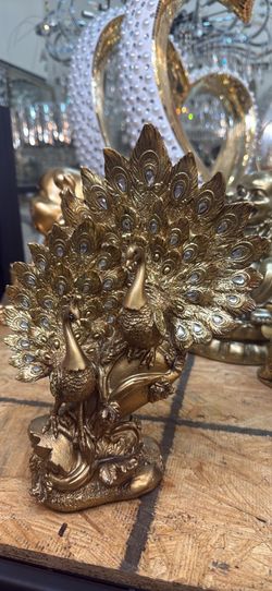 Gold peacock pair decoration 11h