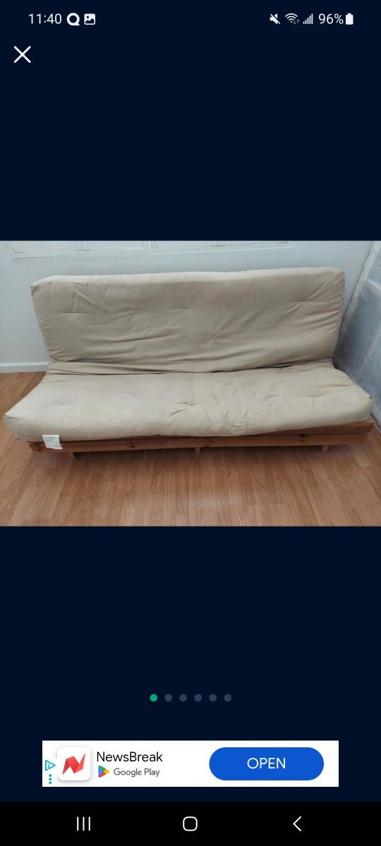 FUTON, QUEEN SIZE W/ MATTRESS