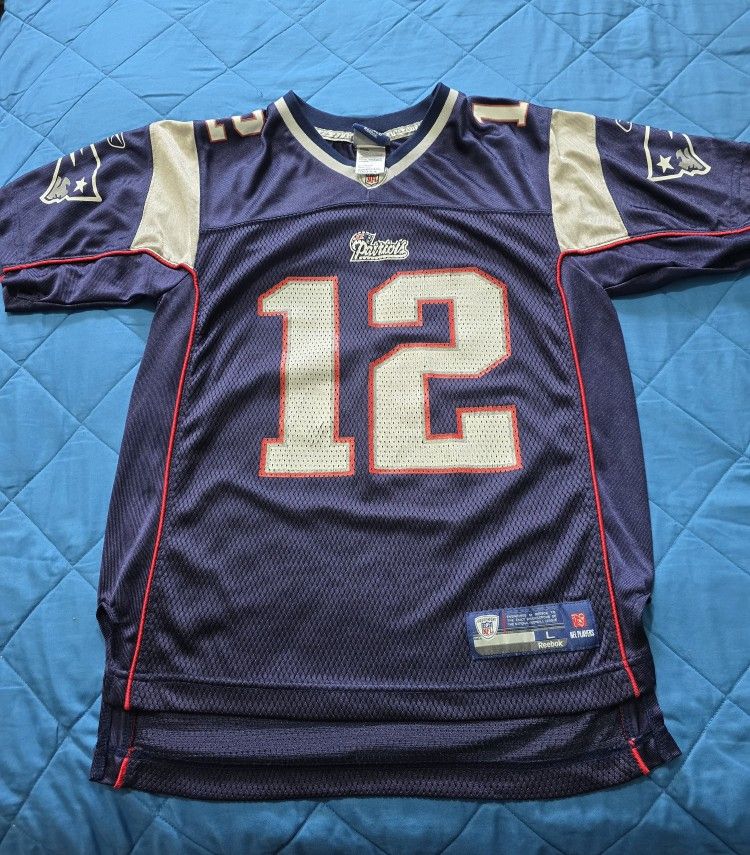 New England Patriots 2008 #12 Brady sewn jersey NFL navy blue Reebok S