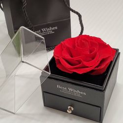 Jewelry Box with Red Rose. Gift box for jewelry. Brand new