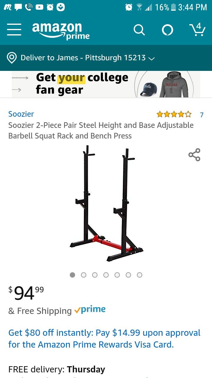 Squat rack/bench rack for weight lifting