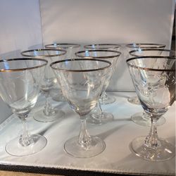 Fine Etched Crystal Wine Goblets