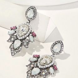 Beautiful Rhinestone Drop Earrings New In Bag