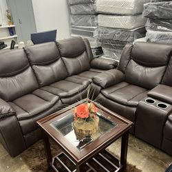 New Beautiful Brown Leather Sofas