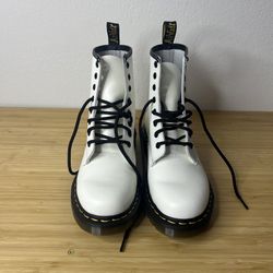 White Dr. Martens 1460 boots.