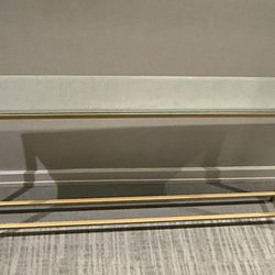 Gold Metal Console Table with Glass Top 4 pieces