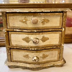 ⭐️ESTATE SALE⭐️Vintage Italian Florentine Jewelry Chest – Made in Italy Gold Gilt 3 Drawer Box
