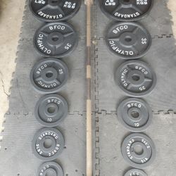 Complete Olympic Weight Set(45lb Bar 2x45lbs 2x35lbs 2x25lbs 2x10lbs 2x5lbs 2x2½)290lb with the Bar 