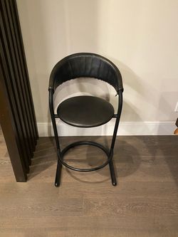 Set of 3 Mid Century Modern Amisco Bar Chairs  with the Black Metal Base and Leather Seats and Removable Backseat support