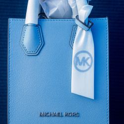 Michael Kors Mercer XS NS Shopper Xbody – Pale Blue Pebbled Leather – Brand New With Tags