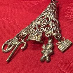 Stunning Vintage Designer Signed Jezlaine Sterling 925 Christmas Tree Brooch
