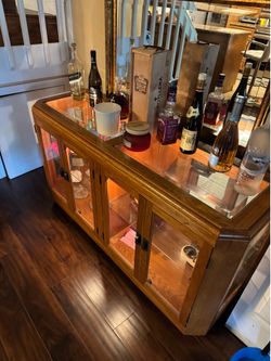 Wood cabinet glass door
