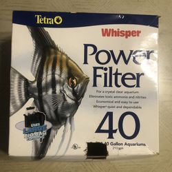 Aquarium Fish Tank Power Filter Tetra Whisper 20 -40 Gsllon