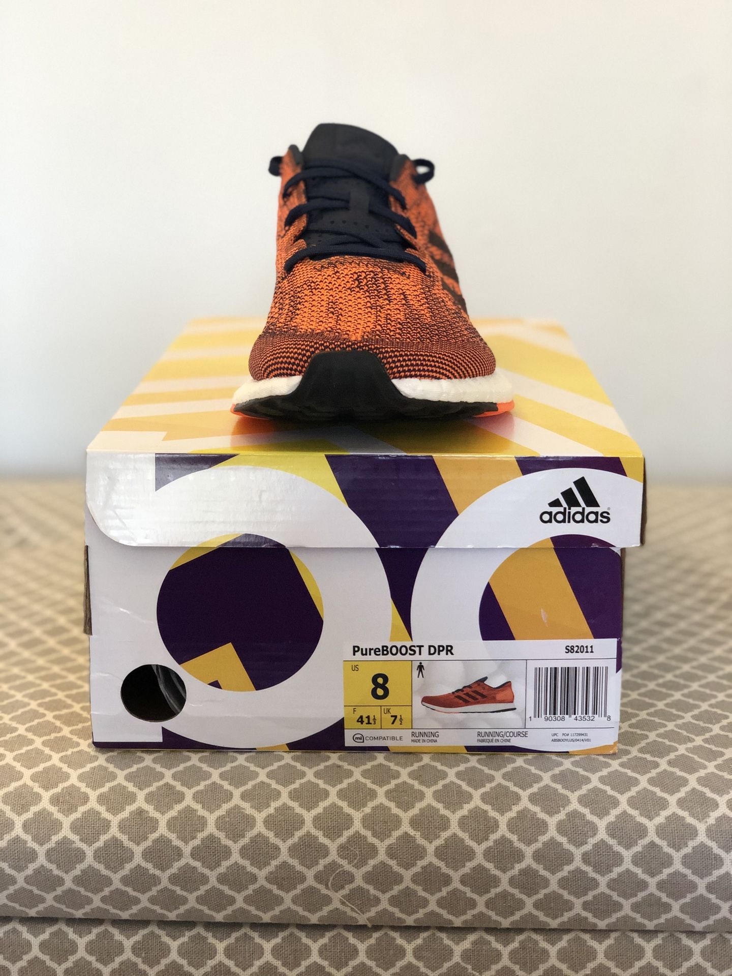 Adidas Men Pureboost DPR Collegiate Navy/Night Navy Solar Orange Size 8  Shoes