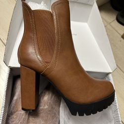 Chase & Chloe Brown High Heel Ankle Boots Size 7 BRAND NEW