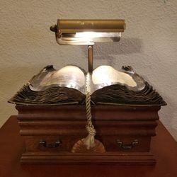 One-of-a-kind Upcycled Vintage Jewelry Box "I Love You" Book Style Top Accent Desk Lamp/Light