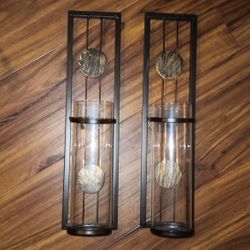 2 Metal Oily Brown Wall Sconses With Glass $22 OBO 